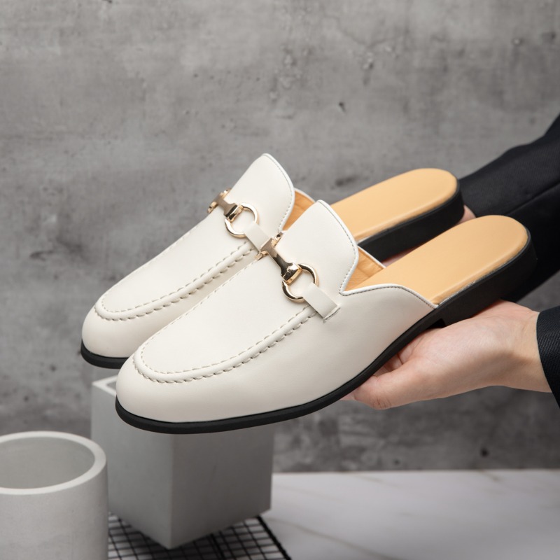ファッション新デザイナーメンズパテントレザーハーフシューズ男 - Men'S Shoes Black And White のレビューと価格