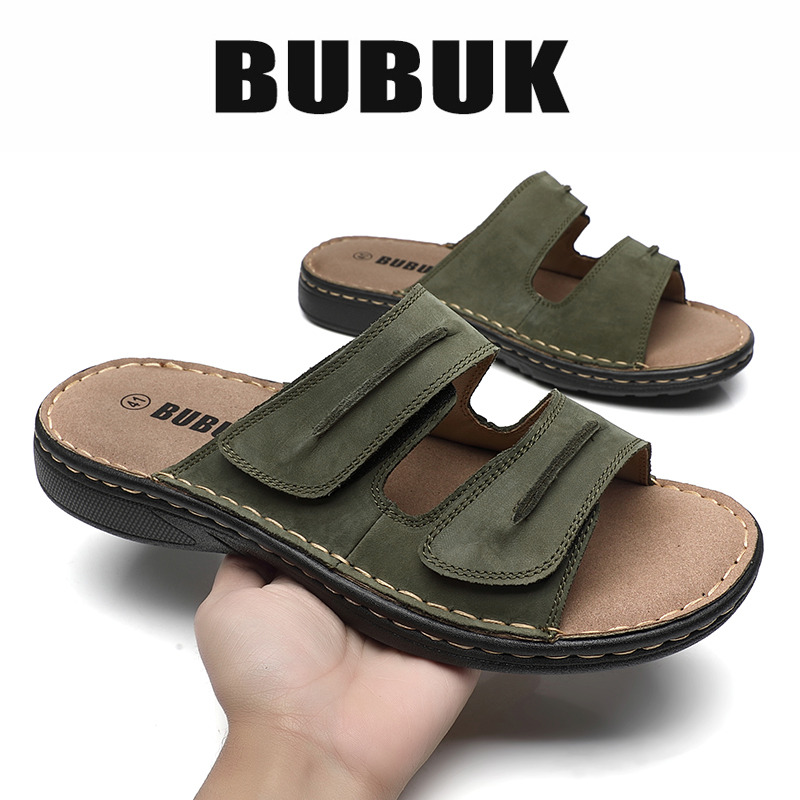 Bubuk メンズ本革スポーツスリッパ、オープントゥアウトド - Men'S Shoes With Support のレビューと価格