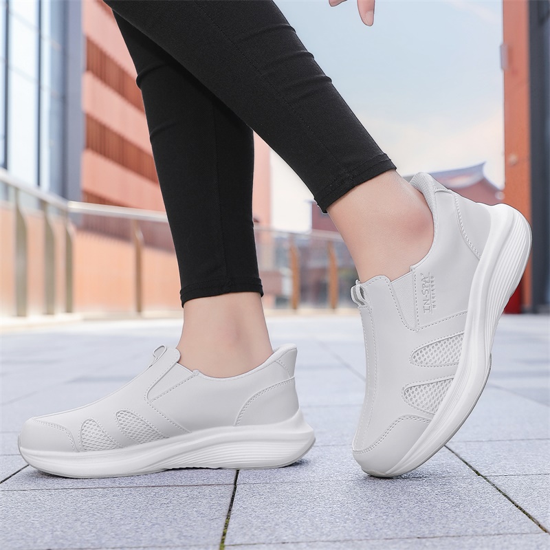女性男性ナース作業靴通気性メッシュスリッポンローファーホワイ - Men'S Shoes Black And White のレビューと価格