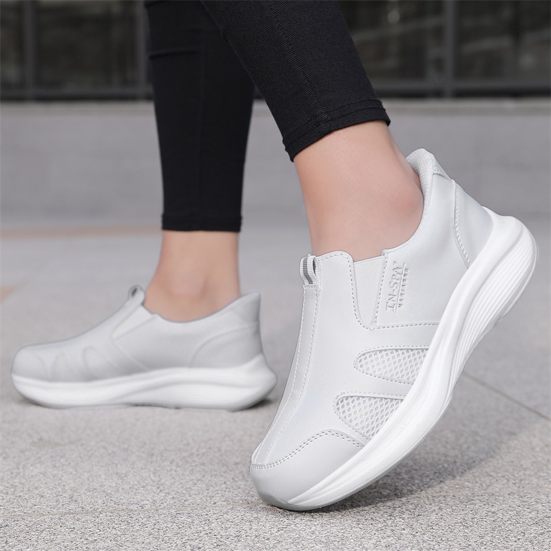 女性男性ナース作業靴通気性メッシュスリッポンローファーホワイ - Men'S Shoes Black And White のレビューと価格